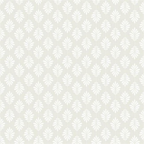 Light Grey & White Leaflet Modern Floral Leaf Prepasted Wallpaper