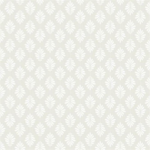 Light Grey & White Leaflet Modern Floral Leaf Prepasted Wallpaper