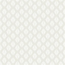 Light Grey &amp; White Leaflet Modern Floral Leaf Prepasted Wallpaper