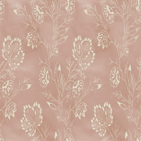 Light Pink Barbier Watercolor Leaf & Vine Wallpaper