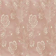 Light Pink Barbier Watercolor Leaf &amp; Vine Wallpaper