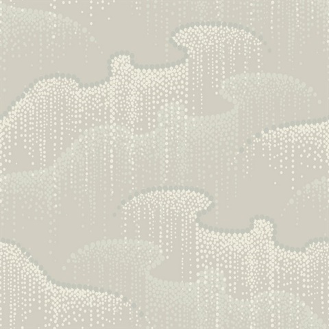 Light Taupe Moonlight Pearls Metallic Dots Wallpaper