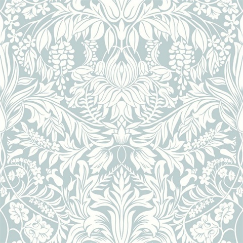 Light Teal Lockwood Damask Wallpaper
