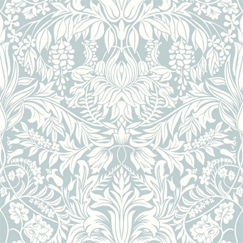 Light Teal Lockwood Damask Wallpaper