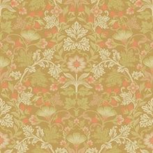 Lila Gold Strawberry Floral Wallpaper