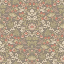 Lila Moss Strawberry Floral Wallpaper