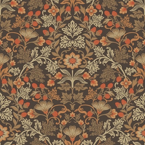Lila Orange Strawberry Floral Wallpaper