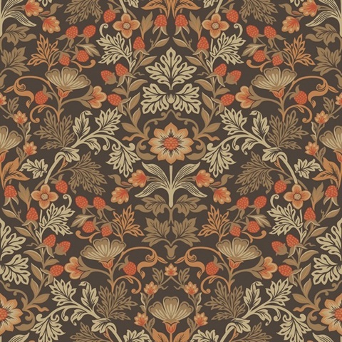 Lila Orange Strawberry Floral Wallpaper