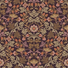 Lila Peach Strawberry Floral Wallpaper