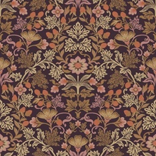 Lila Peach Strawberry Floral Wallpaper