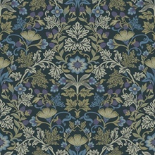 Lila Periwinkle Strawberry Floral Wallpaper