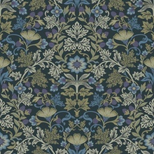 Lila Periwinkle Strawberry Floral Wallpaper