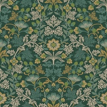 Lila Teal Strawberry Floral Wallpaper