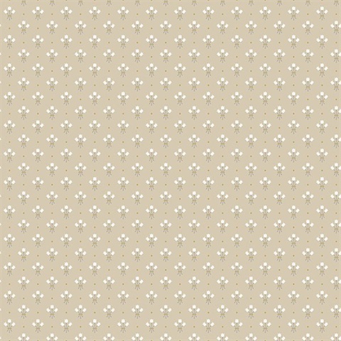 Lili Beige Miniature Floral Wallpaper
