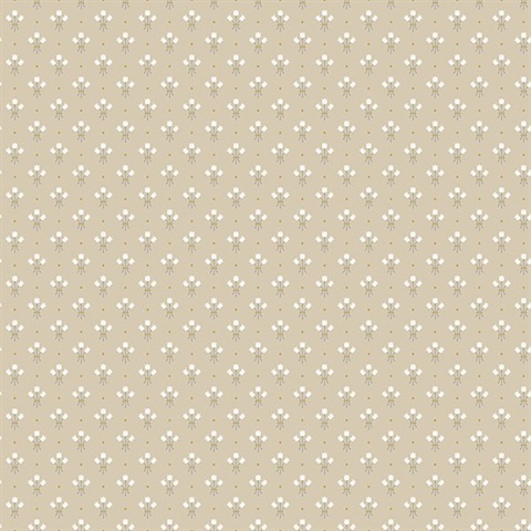 Lili Beige Miniature Floral Wallpaper