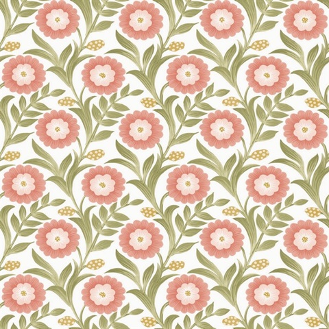 Lillian Pink Floral Vine Peel & Stick Wallpaper