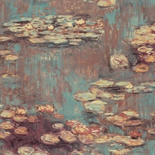 Lily Pond Floral Rust & Deep Sea Peel and Stick Wallpaper