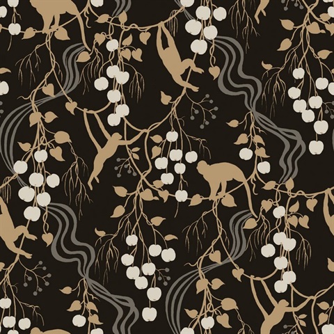 Linden Black Jungle Canopy Wallpaper