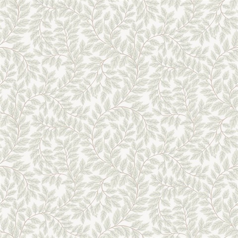 Lindlov Light Grey Leafy Vines Wallpaper