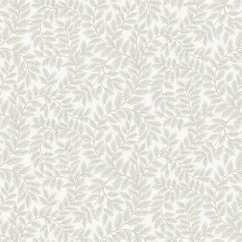Lindlov Light Grey Leafy Vines Wallpaper