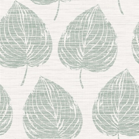 Lindsborg Wintermint Textile String Leaf Wallpaper