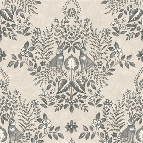 Linen & Charcoal Cottontail Toile Peel & Stick Wallpaper