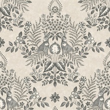 Linen &amp; Charcoal Cottontail Toile Peel &amp; Stick Wallpaper