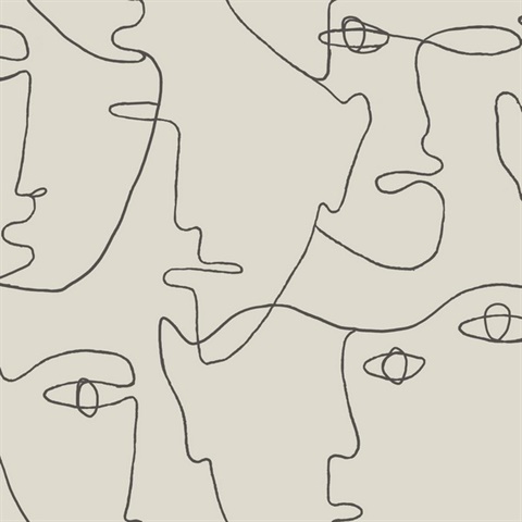 Linen & Charcoal Pablo Portraits Peel and Stick Wallpaper