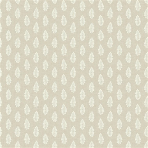 Linen Modern Leaf Stripe On Linen Wallpaper