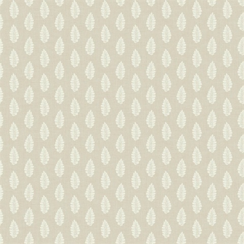 Linen Modern Leaf Stripe On Linen Wallpaper