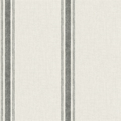 Linette Black Fabric Stripe Wallpaper