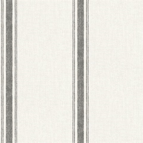 Linette Black Fabric Stripe Wallpaper