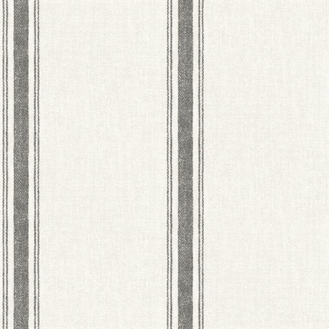 Linette Black Fabric Stripe Wallpaper