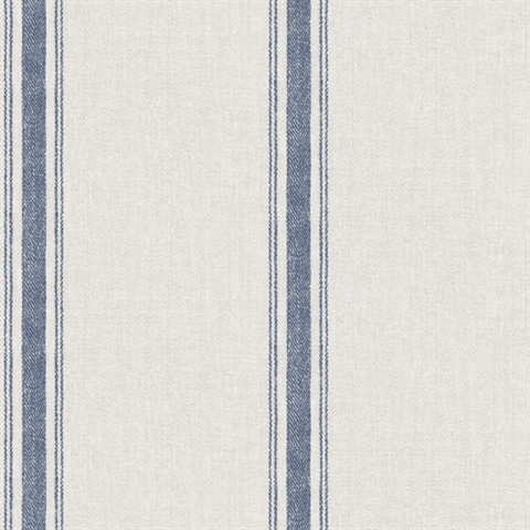 Linette Blue Fabric Stripe Wallpaper