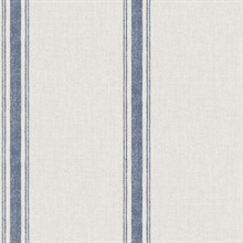Linette Blue Fabric Stripe Wallpaper