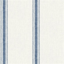 Linette Navy Blue Fabric Stripe Wallpaper