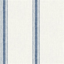 Linette Navy Blue Fabric Stripe Wallpaper
