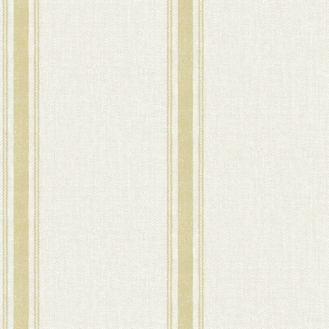 Linette Wheat Fabric Stripe Wallpaper