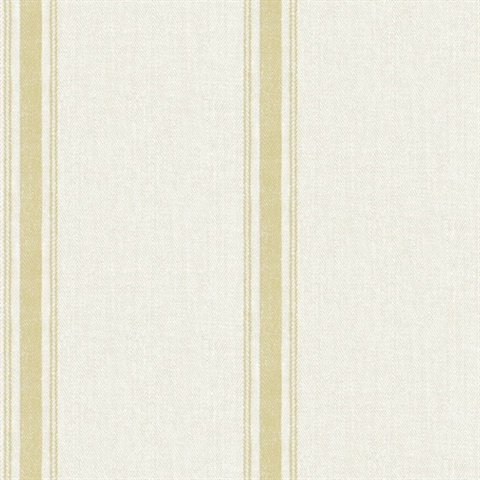 Linette Wheat Fabric Stripe Wallpaper