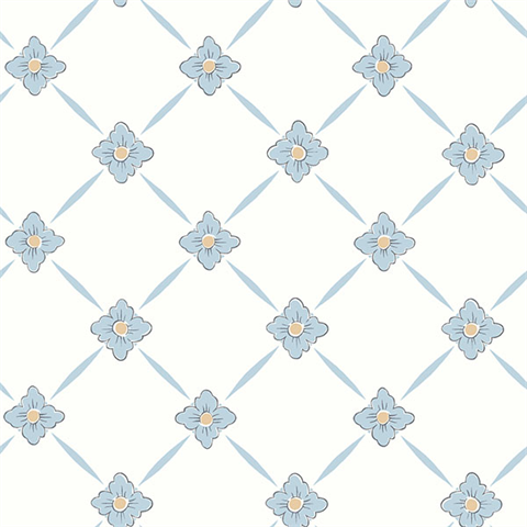 Linne Light Blue Geometric Floral Wallpaper