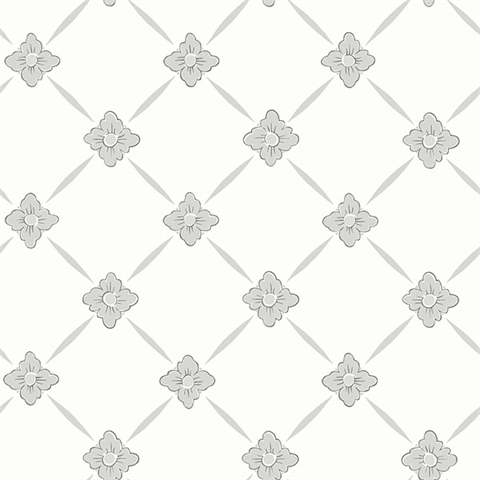 Linne Light Grey Geometric Floral Wallpaper