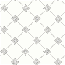 Linne Light Grey Geometric Floral Wallpaper