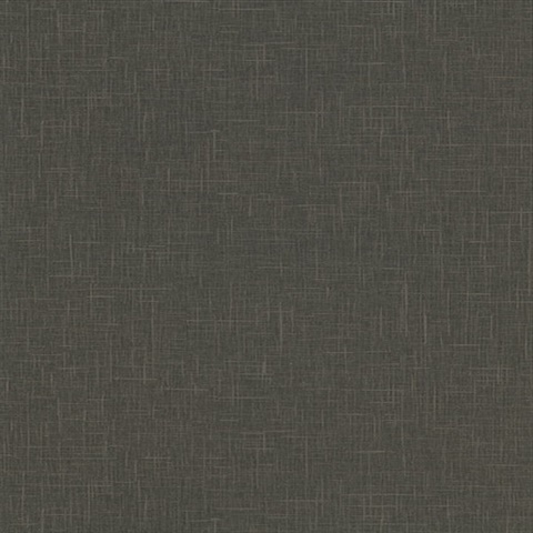 Linville Mossy Black Faux Linen Wallpaper