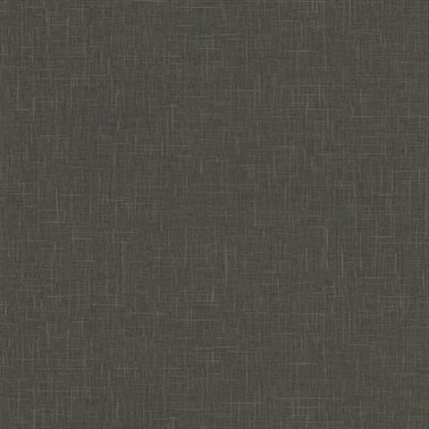 Linville Mossy Black Faux Linen Wallpaper