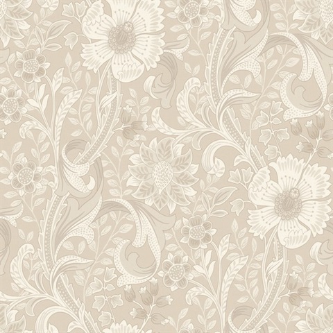 Liora Beige Floral Trail Wallpaper