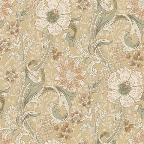 Liora Butter Floral Trail Wallpaper