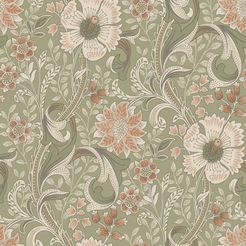 Liora Green Floral Trail Wallpaper
