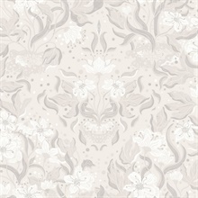 Lisa Grey Floral Damask Wallpaper