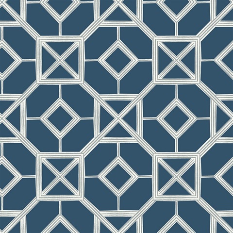 Livia Dark Blue Trellis Wallpaper