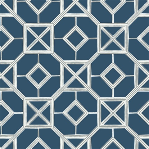 Livia Dark Blue Trellis Wallpaper